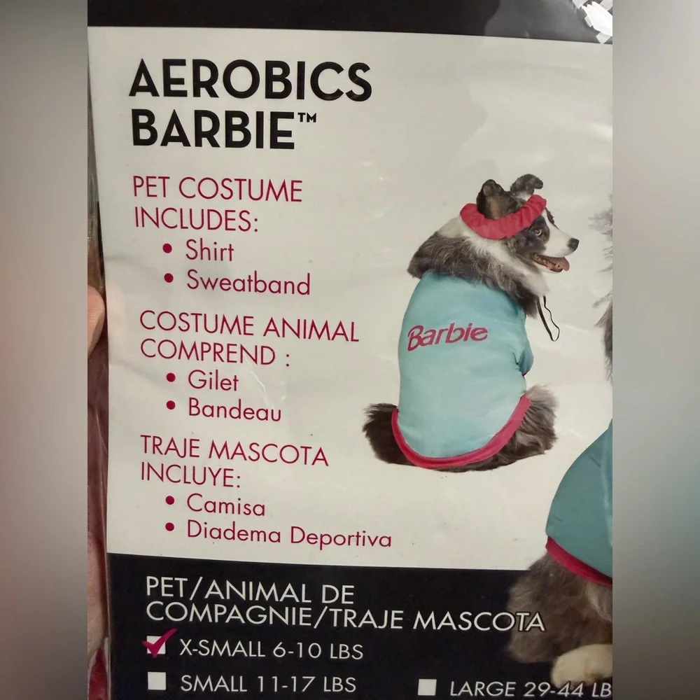 Barbie - Aerobics Barbie X-Small Pet Outfit Blue and Pink Accents PARTY CITY NWT